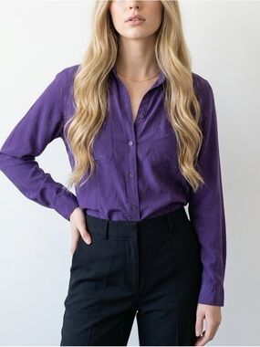 Spenser Jeremy 100% Silk Button Down Long Sleeve Purple Shirt Women's Size Small